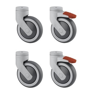 TENTE, TENTE Kunststoffrolle, Set-Angebot 2 Lenkrollen mit Doppelstopp und 2 Lenkrollen, Rückenloch Rad-Ø x Breite 100 x 32 mm, TENTE Kunststoffrolle, Set-Angebot, 2 Lenkrollen mit Doppelstopp und 2 Lenkrollen, Rückenloch, Rad-Ø x Breite 100 x 32 mm