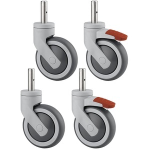 TENTE, TENTE Kunststoffrolle, Set-Angebot 2 Lenkrollen mit Doppelstopp und 2 Lenkrollen, Zapfen Rad-Ø x Breite 125 x 32 mm, TENTE Kunststoffrolle, Set-Angebot, 2 Lenkrollen mit Doppelstopp und 2 Lenkrollen, Zapfen, Rad-Ø x Breite 125 x 32 mm