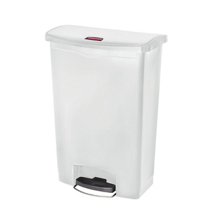 Rubbermaid, Rubbermaid Tretabfallsammler fahrbar Volumen 90 l, BxHxT 353 x 826 x 570 mm weiß, Rubbermaid Tret-Abfallbehälter Slim Jim® mit Pedal an der Breitseite, Kunststoff, 90 l, weiss