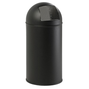undefined, Abfallsammler mit Push-Deckel Volumen 40 l, HxØ 740 x 350 mm schwarz, matt, Abfallbehälter Push, selbstschliessende Klappe, 40 Liter, mattschwarz