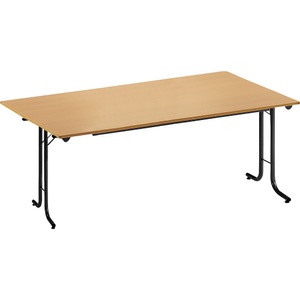 undefined, Klapptisch, mit abgerundeten Kanten Rundrohr-Gestell, Plattenform rechteckig 1600 x 800 mm, Gestell schwarz, Platte Buche-Dekor, Klapptisch, mit abgerundeten Kanten, Rundrohr-Gestell, Plattenform rechteckig, 1600 x 800 mm, Gestell schwarz, Platte Buche-Dekor