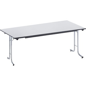 undefined, Klapptisch, mit abgerundeten Kanten Rundrohr-Gestell, Plattenform rechteckig 1600 x 700 mm, Gestell alufarben, Platte lichtgrau, Klapptisch, mit abgerundeten Kanten, Rundrohr-Gestell, Plattenform rechteckig, 1600 x 700 mm, Gestell alufarben, Platte lichtgrau