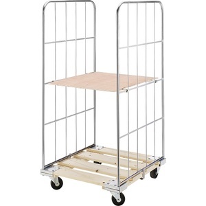 undefined, Rollbehälter mit Gitterwänden Holz-Rollplatte, 2-seitig HxB 1620 x 640 mm, Rollbehälter mit Gitterwänden, Holz-Rollplatte, 2-seitig, HxB 1620 x 640 mm
