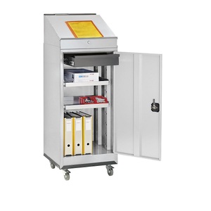 QUIPO, QUIPO Stehpult-Kombiset bestehend aus Werkzeugschrank, Schreibpult und Rolluntersatz Tür lichtgrau, eurokraft pro Fahrbares Stehpult, bestehend aus Werkzeugschrank, Schreibpult und Rolluntersatz, Tür lichtgrau