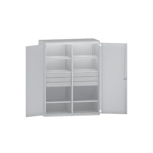 EUROKRAFTpro, EUROKRAFTpro Schwerlastschrank JUMBO aus Stahlblech, 6 Fachböden, 6 Schubladen 120 mm hoch, lichtgrau/lichtgrau, eurokraft pro Schwerlastschrank JUMBO aus Stahlblech, 6 Fachböden, 6 Schubladen 120 mm hoch, lichtgrau/lichtgrau