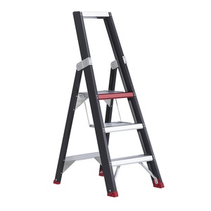Altrex, Altrex Sicherheits-Stehleiter einseitig begehbar 3 Stufen inkl. Plattform, Stufenstehleiter Professional Topline, einseitig, Aluminium, 3 Stufen, schwarz