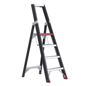 Altrex, Altrex Sicherheits-Stehleiter einseitig begehbar 4 Stufen inkl. Plattform, Stufenstehleiter Professional Topline, einseitig, Aluminium, 4 Stufen, schwarz