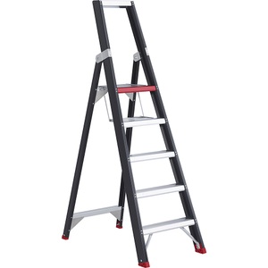 Altrex, Altrex Sicherheits-Stehleiter einseitig begehbar 5 Stufen inkl. Plattform, Stufenstehleiter Professional Topline, einseitig, Aluminium, 5 Stufen, schwarz