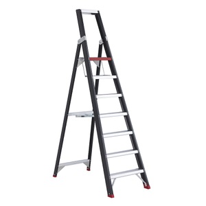 Altrex, Altrex Sicherheits-Stehleiter einseitig begehbar 7 Stufen inkl. Plattform, Stufenstehleiter Professional Topline, einseitig, Aluminium, 7 Stufen, schwarz