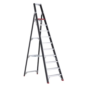 Altrex, Altrex Sicherheits-Stehleiter einseitig begehbar 10 Stufen inkl. Plattform, Stufenstehleiter Professional Topline, einseitig, Aluminium, 10 Stufen, schwarz