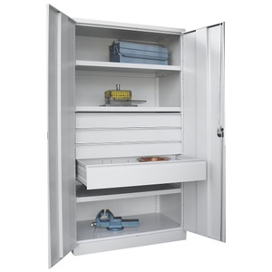 undefined, Schwerlastschrank, Höhe 1950 mm 3 Fachböden, 4 Schubladen grau, PAVOY Schwerlastschrank Premium, 3 Fachböden + Schubladen 3x125 + 1x175 mm