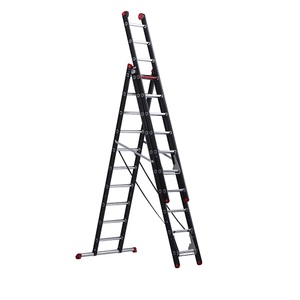 Altrex, Altrex Mehrzweckleiter, Alu beschichtet 3-teilig, schwarz 3 x 10 Sprossen, Mehrzweckleiter MOUNTER, 3x10 Sprossen