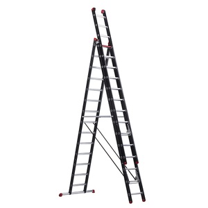 Altrex, Altrex Mehrzweckleiter, Alu beschichtet 3-teilig, schwarz 3 x 14 Sprossen, Mehrzweckleiter MOUNTER, 3x14 Sprossen