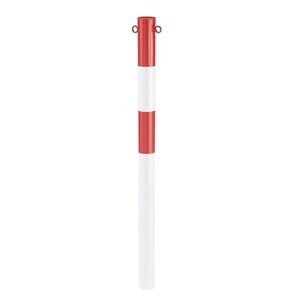 undefined, Sperrpfosten aus Stahlrohr zum Einbetonieren, Ø 76 mm rot / weiß, kunststoffbeschichtet, Sperrpfosten aus Stahlrohr, zum Einbetonieren, Ø 76 mm, rot / weiß, kunststoffbeschichtet