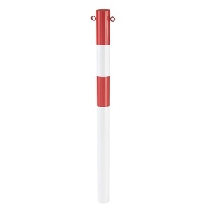 undefined, Sperrpfosten aus Stahlrohr zum Einbetonieren, Ø 76 mm rot / weiß, verzinkt und lackiert, Sperrpfosten aus Stahlrohr, zum Einbetonieren, Ø 76 mm, rot / weiß, verzinkt und lackiert