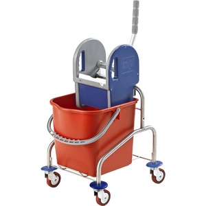 EUROKRAFT, EUROKRAFT Reinigungswagen Edelstahl Einfachfahreimer 25 l Metallrollen, Einfach-Fahreimer Edelstahl I, 1x 25 Liter, Mopp-Presse