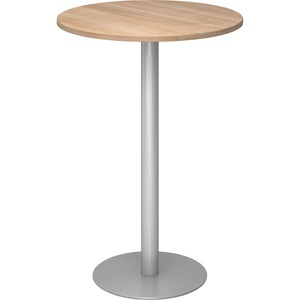 undefined, Stehtisch, Ø 800 mm 1116 mm hoch, Gestell silber Platte Nussbaum-Dekor, Stehtisch, Ø 800 mm, 1116 mm hoch, Gestell silber, Platte Nussbaum-Dekor