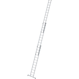 Guenzburger, Guenzburger Anlegeleiter höhenverstellbar Schiebeleiter, 3-teilig mit nivello®-Traverse 3 x 12 Sprossen, MUNK Günzburger Steigtechnik 20612 Aluminium Schiebeleiter Montage mit Werkzeug Arbeitshöhe (max.): 9.7 m