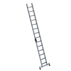Guenzburger, Guenzburger Anlegeleiter mit Stufen Profiausführung, Breite 420 mm 14 Stufen, mit nivello®-Traverse, MUNK Anlegeleiter mit Stufen, Profiausführung, Breite 420 mm, 14 Stufen, mit nivello®-Traverse