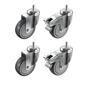 Proroll, Proroll Gummireifen thermoplastisch, Set-Angebot 4 x Lenkrollen, 2 x mit Doppelstopp, mit Gewindestift Rad-Ø x Breite 50 x 18 mm, Proroll Gummireifen thermoplastisch, Set-Angebot, 4 x Lenkrollen, 2 x mit Doppelstopp, mit Gewindestift, Rad-Ø x Breite 50 x 18 mm