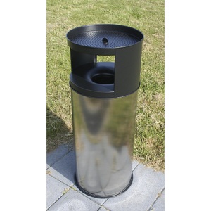 undefined, Kombiascher, flammverlöschend Volumen 75 l, HxØ 900 x 380 mm Edelstahl, Ascher-Abfall-Kombination FLORENZ, Edelstahl, 75 Liter