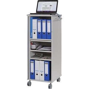 undefined, Office- und Medien-Caddy mit 4 Fächern, 1 ausziehbare Ablageplatte lichtgrau, Rocada 4036 R403682 1 St.