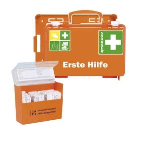 undefined, Erste-Hilfe-Koffer mit Pflasterspender und Wandhalterung orange, SÖHNGEN Erste-Hilfe-Koffer, mit Pflasterspender und Wandhalterung, Inhalt nach DIN 13157