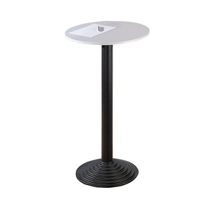 undefined, Bistrotisch mit Gusseisenfuß 1 Tischplatte lichtgrau, Säule schwarz, Bistrotisch mit Gusseisenfuß, 1 Tischplatte, lichtgrau, Säule schwarz