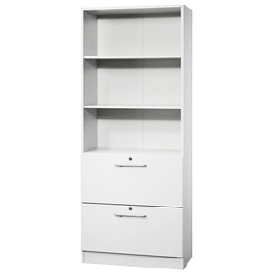 undefined, FINO - Kombi-Regal 2 Fachböden und 2 Hängeregistraturen weiß, Schrank ULM, mit Hängeregistraturauszügen, 3 OH, H 2004 x B 800 x T 420 mm, weiß/weiß