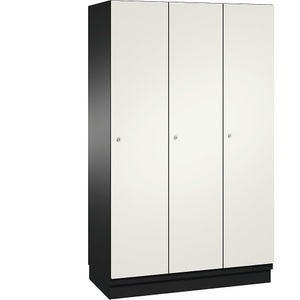 CP, CP CAMBIO Garderobenschrank mit Stahlblech-Türen 3 Abteile, Breite 1200 mm Korpus schwarzgrau / Tür reinweiß, 