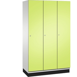 CP, CP CAMBIO Garderobenschrank mit Stahlblech-Türen 3 Abteile, Breite 1200 mm Korpus lichtgrau / Tür viridingrün, 