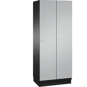 CP, CP CAMBIO Garderobenschrank mit Stahlblech-Türen 2 Abteile, Breite 800 mm Korpus schwarzgrau / Tür weißaluminium, 