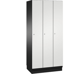 CP, CP CAMBIO Garderobenschrank mit Stahlblech-Türen 3 Abteile, Breite 900 mm Korpus schwarzgrau / Tür lichtgrau, 