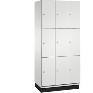 CP, CP CAMBIO Fächerschrank mit Stahlblech-Türen 9 Fächer, Breite 900 mm Korpus lichtgrau / Tür lichtgrau, C+P 3er-Schließfachschrank Cambio, 3 Abteile, lichtgrau, Stahlblech-Tür, B 900 mm, 9 Fächer