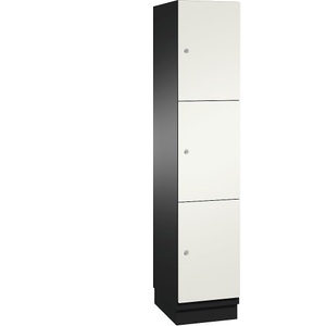 CP, CP CAMBIO Fächerschrank mit Stahlblech-Türen 3 Fächer, Breite 400 mm Korpus schwarzgrau / Tür reinweiß, C+P 3er-Schließfachschrank Cambio, 1 Abteil, schwarzgrau / reinweiß, Stahlblech-Tür, B 400 mm, 3 Fächer