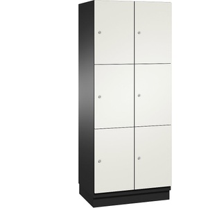 CP, CP CAMBIO Fächerschrank mit HPL-Türen 6 Fächer Korpus schwarzgrau / Tür weiß, Breite 800 mm, C+P 3er-Schließfachschrank Cambio, 2 Abteile, schwarzgrau / weiß, HPL-Tür, B 800 mm, 6 Fächer