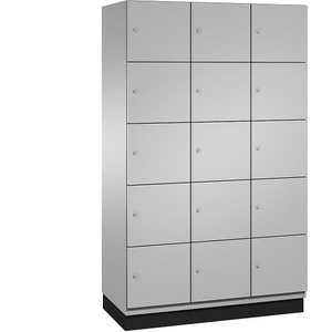 CP, CP CAMBIO Fächerschrank mit Stahlblech-Türen 15 Fächer, Breite 1200 mm Korpus weißaluminium / Tür weißaluminium, C+P 5er-Schließfachschrank Cambio, 3 Abteile, weißaluminium, Stahlblech-Tür, B 1200 mm, 15 Fächer