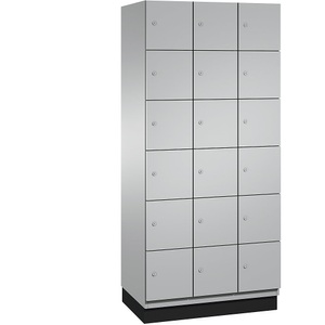 CP, CP CAMBIO Fächerschrank mit Stahlblech-Türen 18 Fächer, Breite 900 mm Korpus weißaluminium / Tür weißaluminium, C+P 6er-Schließfachschrank Cambio, 3 Abteile, weißaluminium, Stahlblech-Tür, B 900 mm, 18 Fächer