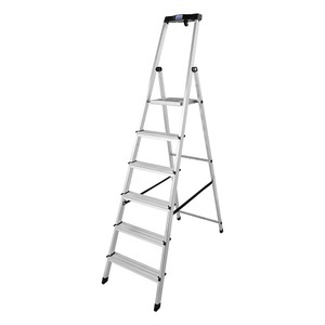 KRAUSE, KRAUSE Stufen-Stehleiter mit Sicherheitsplattform und Anti-Rutsch-Streifen 6 Stufen, Stufen-Stehleiter Safety | 6 Stufen
