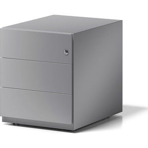 Bisley, BISLEY Rollcontainer Note™, mit 3 Universalschubladen HxBxT 495 x 420 x 565 mm, mit Griffleiste silber, Rollcontainer Note™, HxBxT 495 x 420 x 565, 3 Schubladen, silber