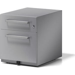 Bisley, BISLEY Rollcontainer Note™, mit 1 Hängeregistratur, 1 Universalschublade HxBxT 495 x 420 x 565 mm, mit Griff silber, BISLEY Rollcontainer Note?, mit 1 Hängeregistratur, 1 Universalschublade, HxBxT 495 x 420 x 565 mm, mit Griff, silber