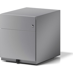 Bisley, BISLEY Rollcontainer Note™, mit 1 Hängeregistratur, 1 Universalschublade HxBxT 495 x 420 x 565 mm, mit Griffleiste silber, Rollcontainer Note™ mit Hängeregister und Schublade, HxBxT 495 x 420 x 565 mm, silber