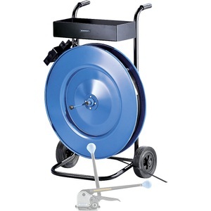 EUROKRAFT, EUROKRAFT Abroller für Stahlband fahrbar mit Ablagefach für Bandbreite 13 - 19 mm, ratioform Bandabroller für Stahlbänder, für Bandbreite 13 - 19 mm, fahrbar, mit Ablagefach und Ablaufbremse