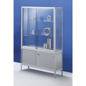 EUROKRAFTpro, Vitrine, eurokraft pro Vitrine, Ausführung Staufachvitrine, Breite 800 mm, 2 Drehflügeltüren, schwer entflammbar