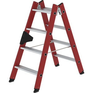 Guenzburger, Guenzburger Kunststoffleiter mit geriffelten Aluminium-Stufen 2 x 4 Stufen, MUNK Kunststoffleiter, mit geriffelten Aluminium-Stufen, 2 x 4 Stufen