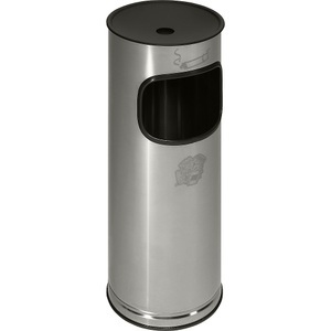 undefined, Edelstahl-Standascher mit Abfallbehälter Volumen 17 l, HxØ 610 x 250 mm Ascher schwarz, VAR® Sicherheits-Kombiascher, 17 Liter, Edelstahl