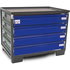 undefined, Gitterbox mit 4 abschließbaren Schubladen aus verzinktem Blech, Fronten blau, LCB-Gitterbox, mit 4 abschließbaren Schubladen, aus verzinktem Blech, Fronten blau