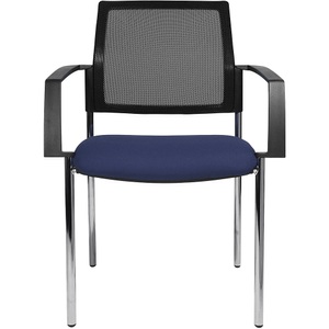 Topstar, Topstar Polster-Stapelstuhl mit Netz-Rückenlehne 4-Fuß, VE 2 Stk Sitz blau, Gestell chrom, Topstar Netz-Stapelstuhl, 4-Fuß, VE 2 Stk, Sitz blau, Gestell chrom