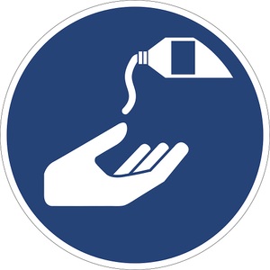 undefined, Gebotskennzeichen Antistatisches Schuhwerk benutzen, VE 10 Stk Folie, Ø 200 mm, Gebotskennzeichen, Hautschutzmittel benutzen, VE 10 Stk, Kunststoff, Ø 200 mm