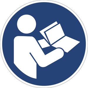 undefined, Gebotskennzeichen Absperrung prüfen, VE 10 Stk Kunststoff, Ø 200 mm, Gebotskennzeichen, Gebrauchsanweisung beachten, VE 10 Stk, Kunststoff, Ø 200 mm